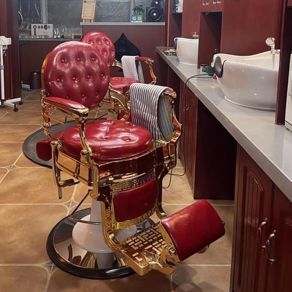 Großhandel B2B Vintage Friseursalon Barber Shop Friseurstuhl schwenkbar Frisierstuhl golden
